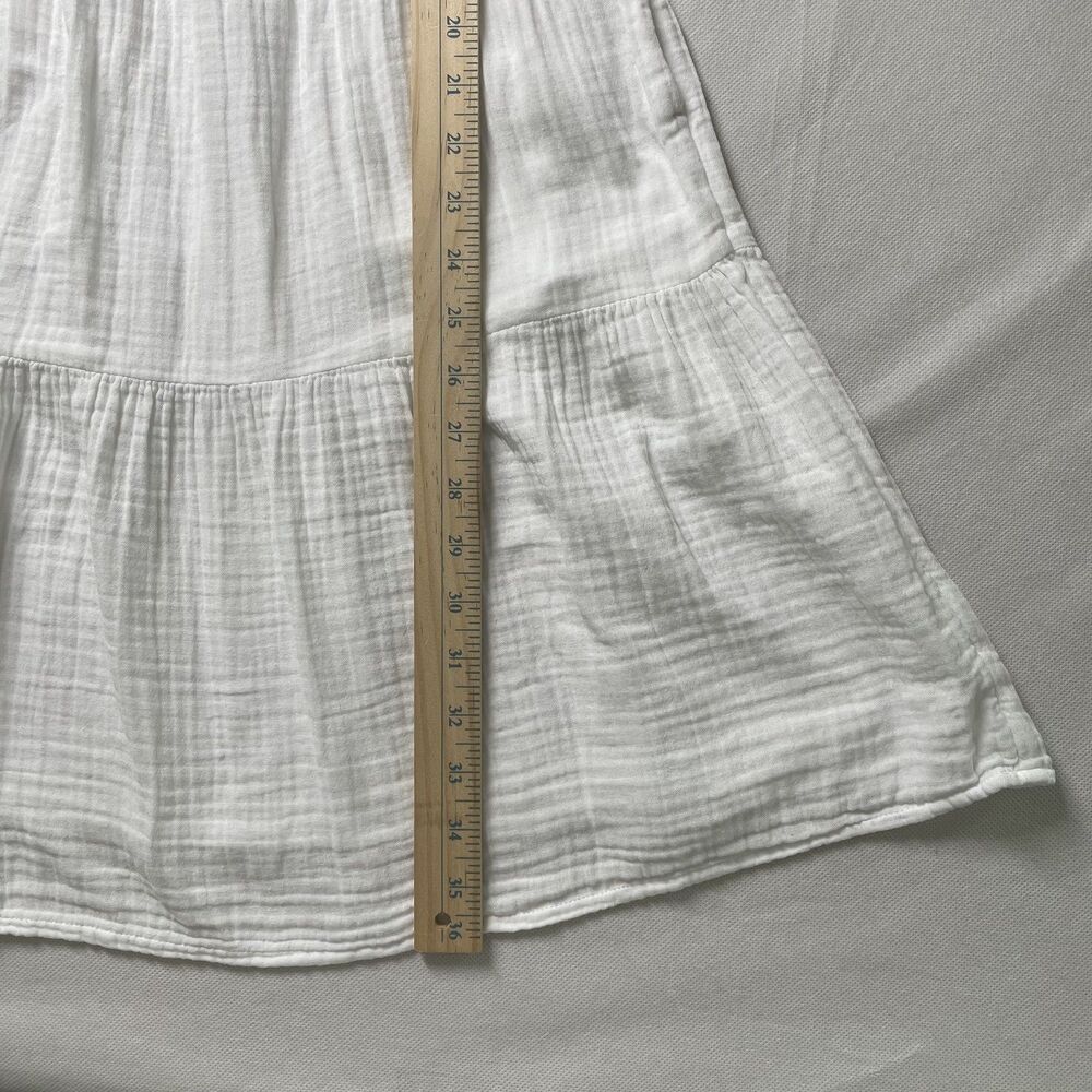 Old Navy White Tiered Shift Dress Puff Sleeve Gauze Women's Size L - Picture 11 of 12
